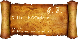 Gilicz Hümér névjegykártya